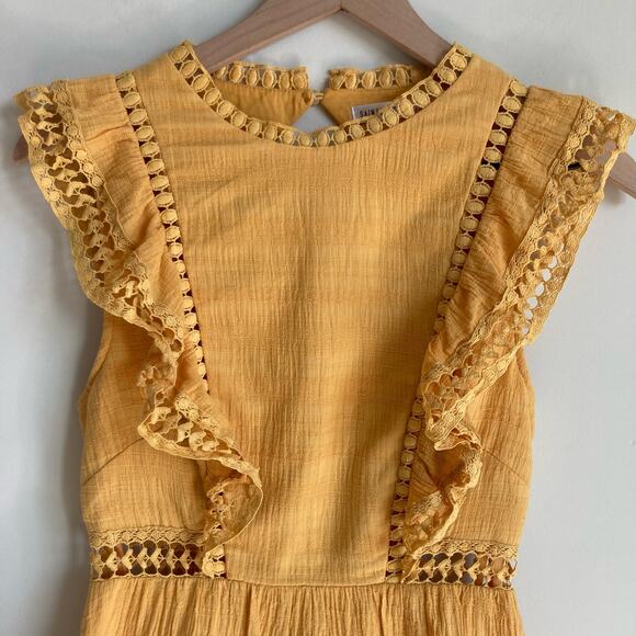 Saints + Secrets Selfie Leslie Reign Sleeveless Lace Up Back Dress Yellow XS - Picture 6 of 13